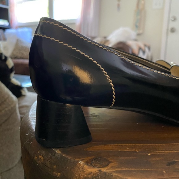 Prada Square Toe Loafer; Chunky Kitten Heel - Picture 3 of 5